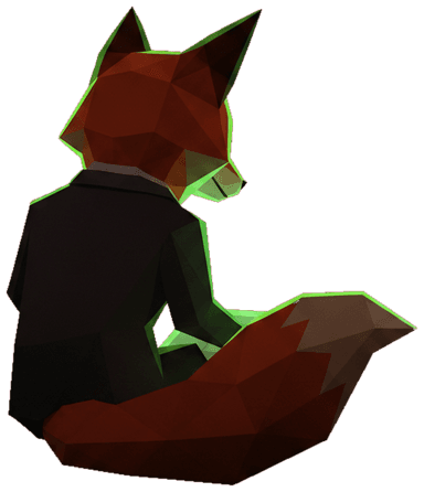 Foxy, from behind, at work